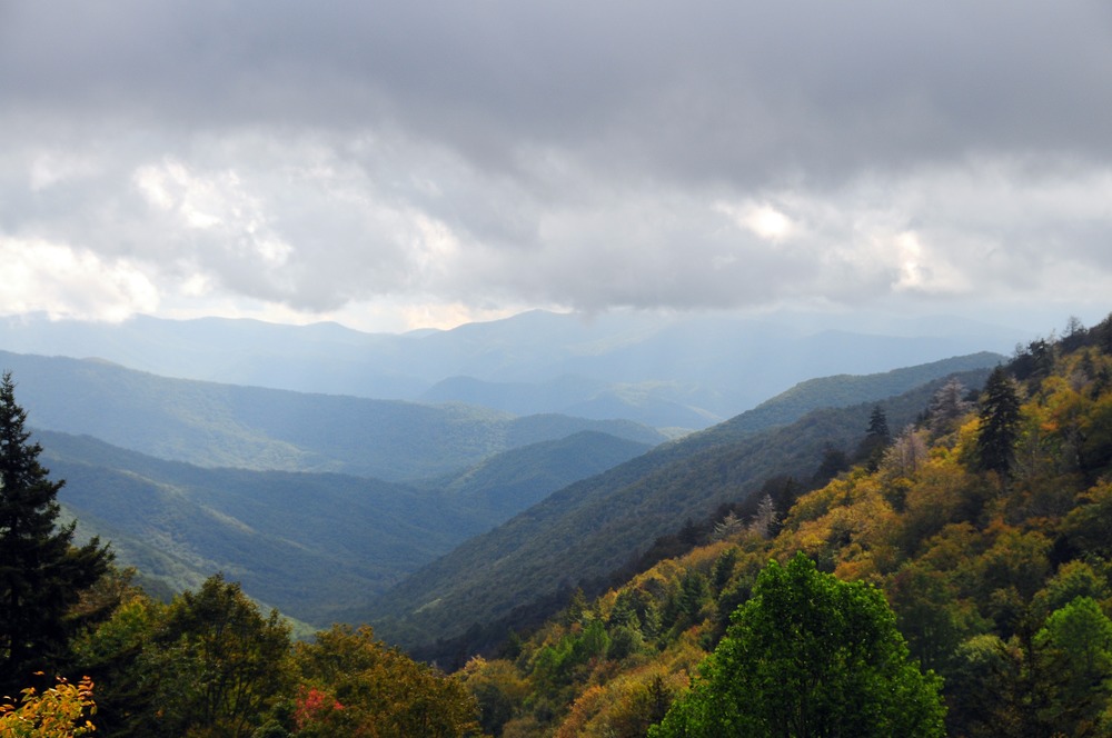Mountain ridgelines stretching across the horizon